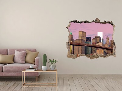 Sticker mural effet trou Manhattan New York ciel pierre