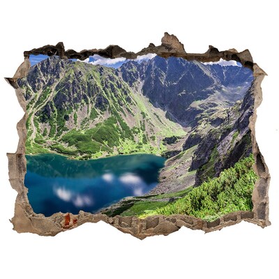 Autocollant à effet 3d trou Lac Noir des Tatras pierre