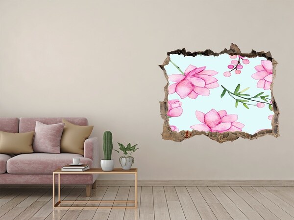 Sticker trou dans le mur Un rêve floral derrière les murs