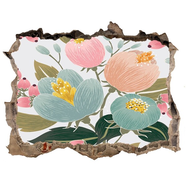 Autocollant mural trou Fresque florale sur un mur endommagé