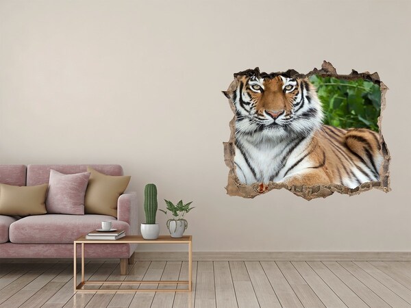 Autocollant à effet 3d trou Le tigre dans son habitat naturel