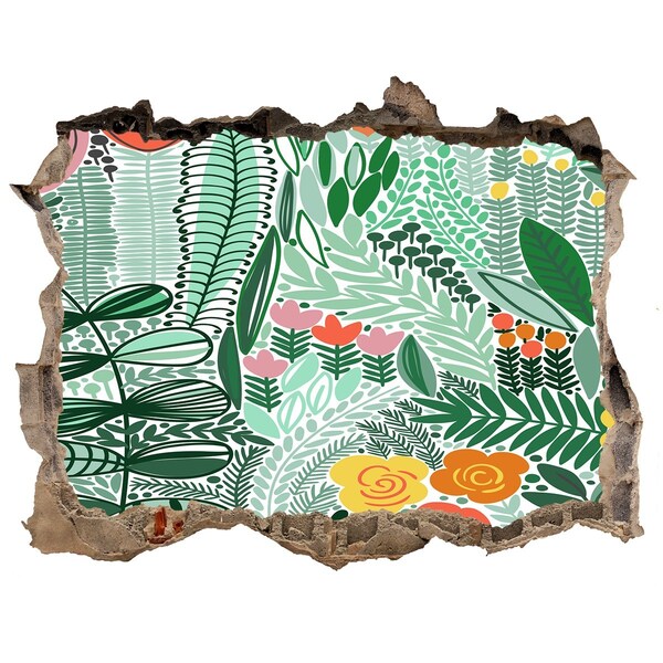 Autocollant à effet 3d trou Jardin fleuri « Trou dans le mur »