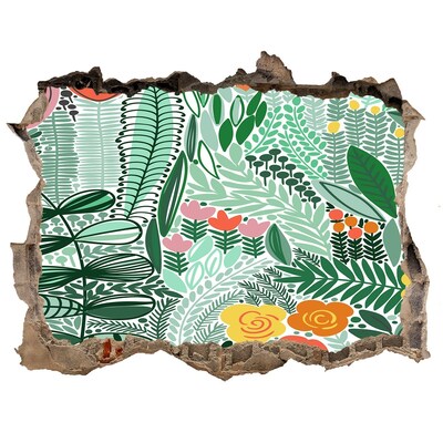 Autocollant à effet 3d trou Jardin fleuri « Trou dans le mur »