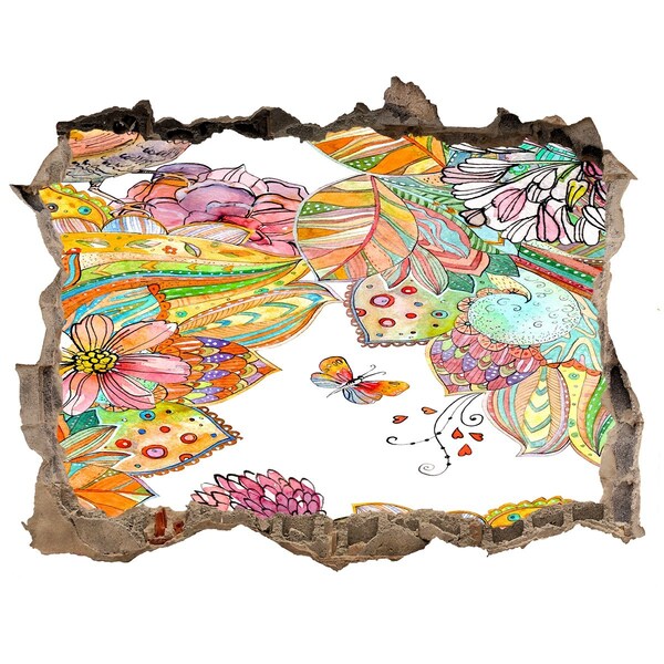 Autocollant à effet 3d trou Un paradis floral derrière les murs