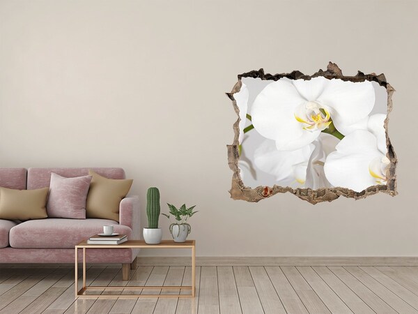 Autocollant mural trou Orchidée blanc pierre