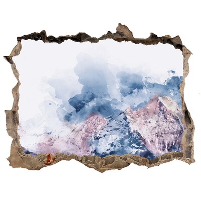 Sticker mural effet trou Paysage de montagne dans un trou dans le mur