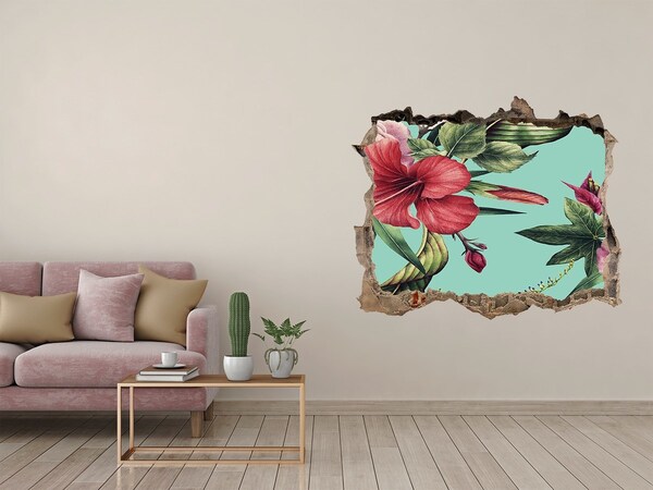 Autocollant mural trou Fleurs tropicales plantes pierre