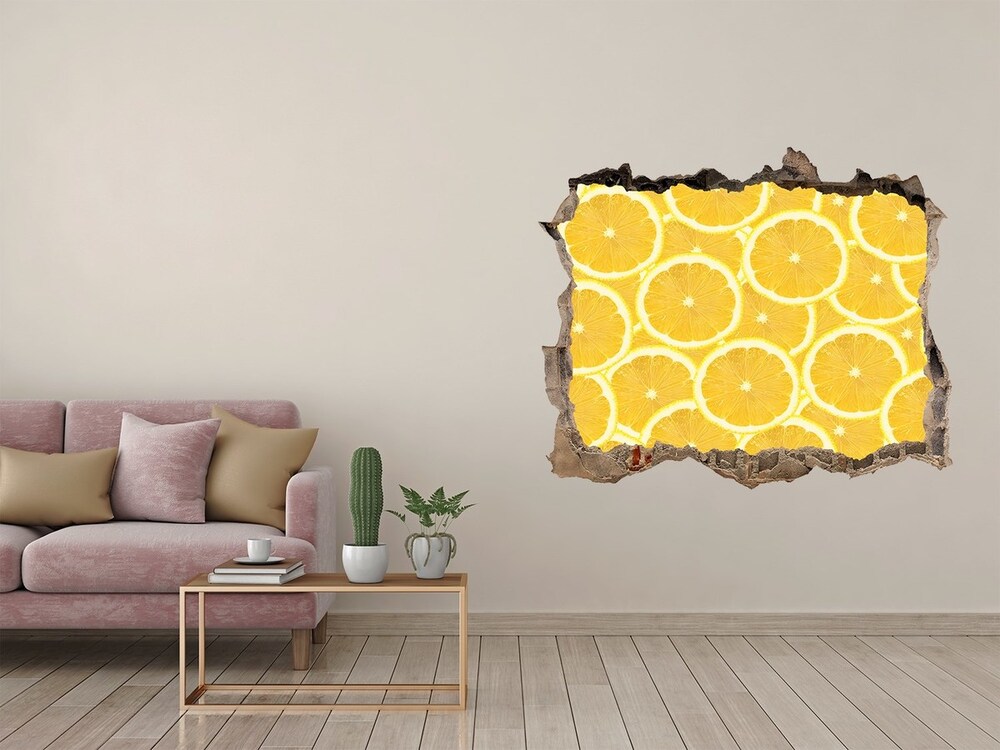 Sticker mural effet trou Tranches de citrons pierre