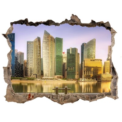 Sticker mural effet trou Singapour pierre