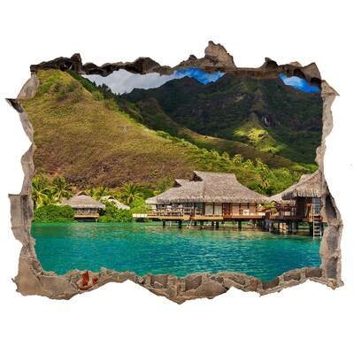 Sticker trou dans le mur Une oasis tropicale au cœur des montagnes