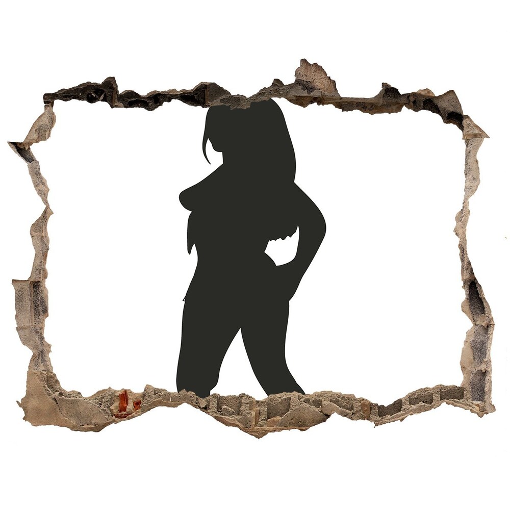 Sticker trou dans le mur Silhouette d'une femme pierre