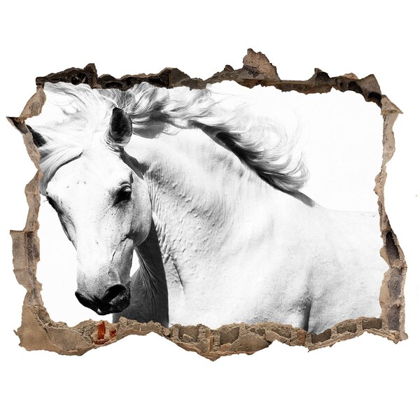 Sticker trou dans le mur Cheval blanc pierre