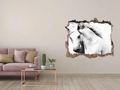 Sticker trou dans le mur Cheval blanc pierre
