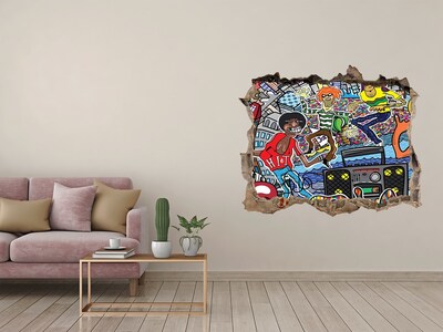 Sticker mural effet trou Collage musical pierre