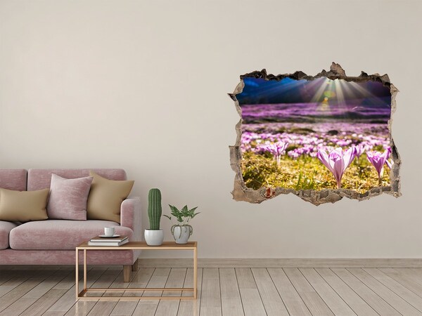 Sticker mural effet trou Un champ de fleurs au soleil