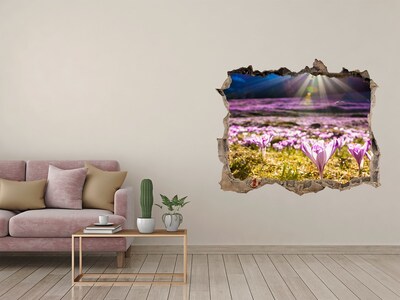 Sticker mural effet trou Un champ de fleurs au soleil
