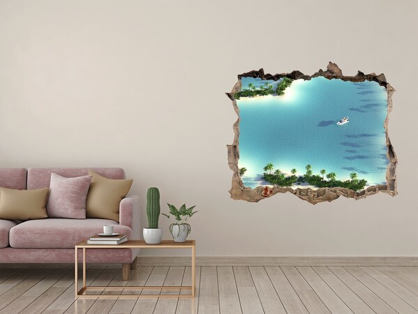 Autocollant mural trou Une oasis tropicale avec vue sur la mer