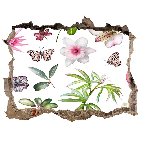 Sticker trou dans le mur Un paradis fleuri derrière le mur