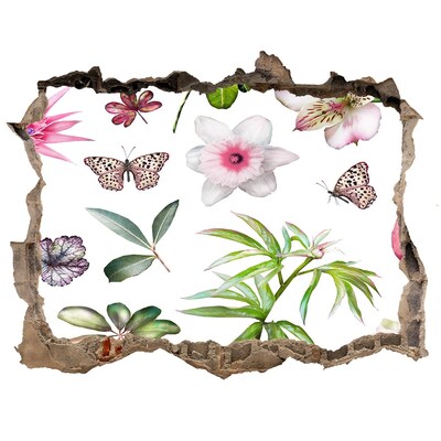 Sticker trou dans le mur Un paradis fleuri derrière le mur