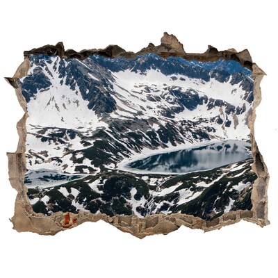 Sticker mural effet trou Lac de montagne dans les Alpes