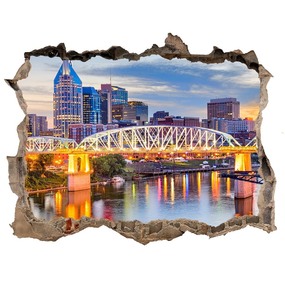 Sticker mural effet trou Pont Tennessee Etats-Unis pierre