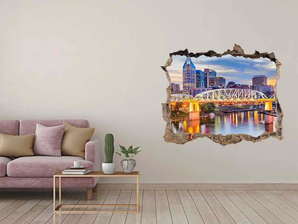 Sticker mural effet trou Pont Tennessee Etats-Unis pierre