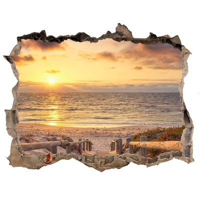 Sticker mural effet trou Coucher de soleil sur la plage