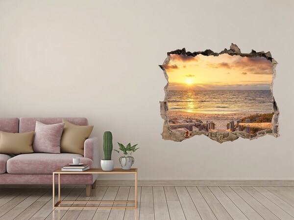Sticker mural effet trou Coucher de soleil sur la plage