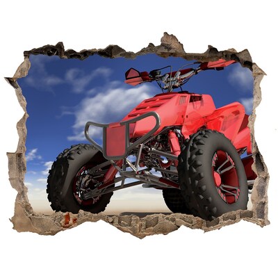 Sticker mural effet trou Quad rouge dans un paysage désertique
