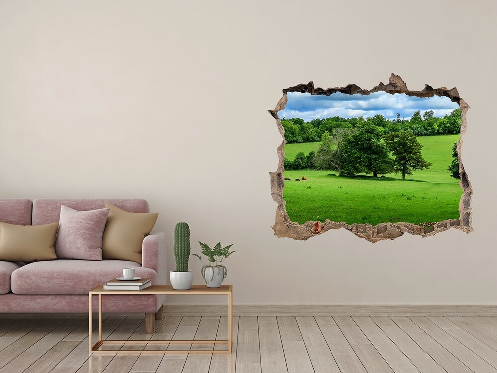 Sticker mural effet trou Collines vertes pierre