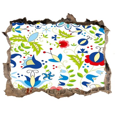 Autocollant mural trou Motif floral sur fond béton