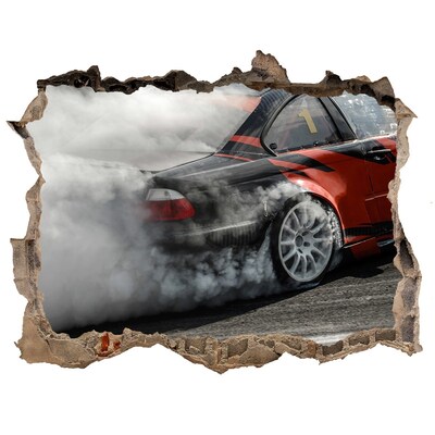 Autocollant à effet 3d trou Voiture de course en action