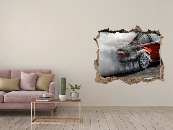 Autocollant à effet 3d trou Voiture de course en action