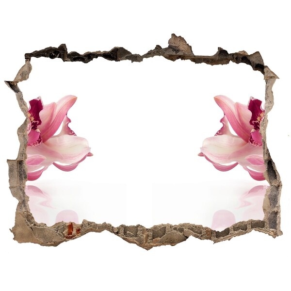 Autocollant mural trou Orchidée roses pierre