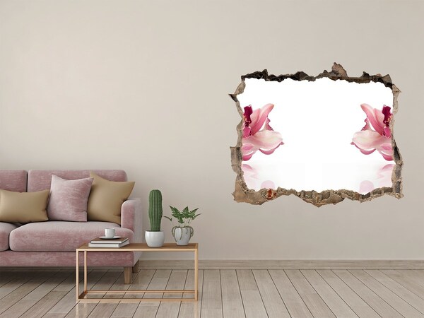 Autocollant mural trou Orchidée roses pierre