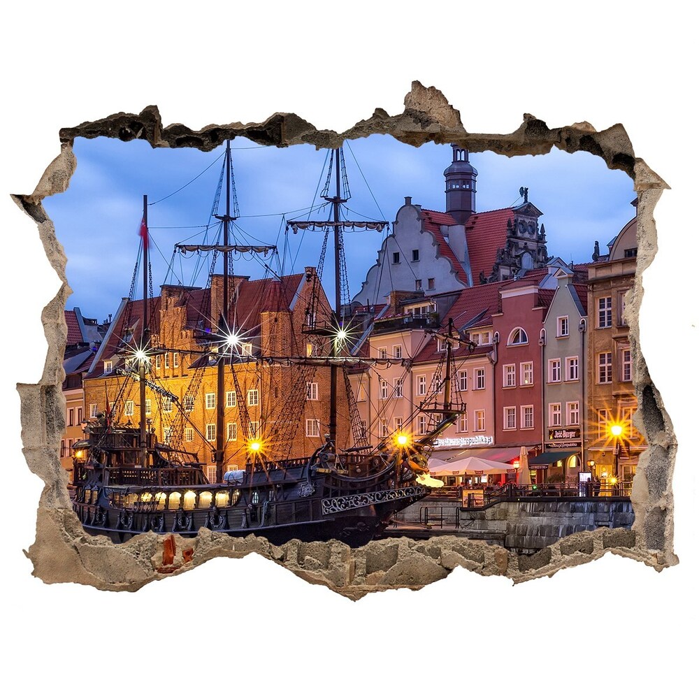 Sticker mural effet trou Gdańsk Pologne pierre