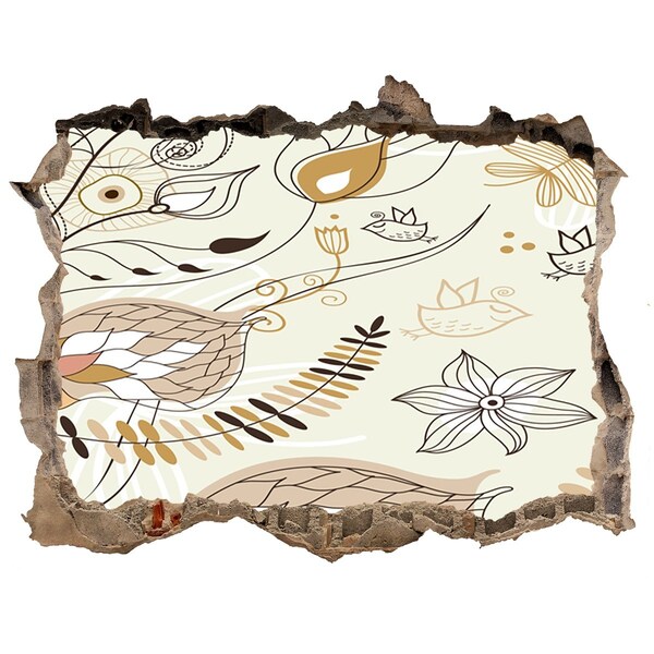 Autocollant mural trou Oiseaux printaniers dans le jardin