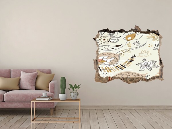 Autocollant mural trou Oiseaux printaniers dans le jardin