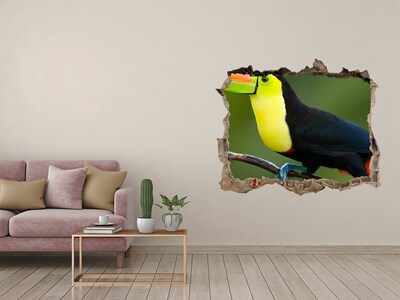 Sticker mural effet trou Toucan dans une forêt tropicale