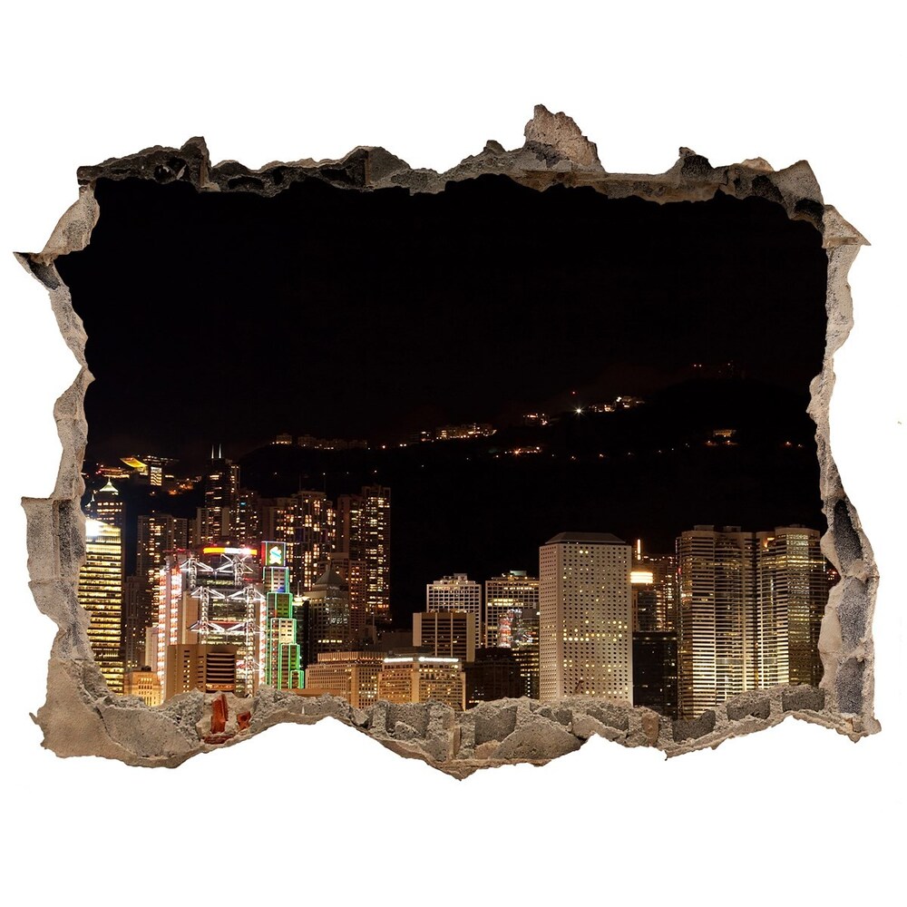 Sticker mural effet trou Hongkong pierre