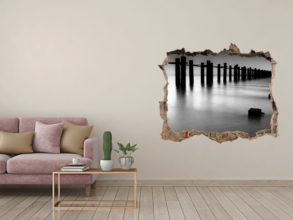 Sticker mural effet trou Tamiza breakwater pierre