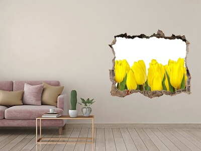 Sticker mural effet trou Des tulipes dans un trou dans le mur