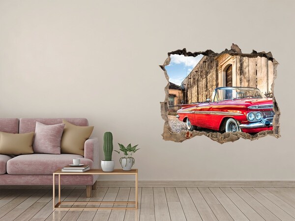 Sticker mural effet trou Chevrolet rouge pierre