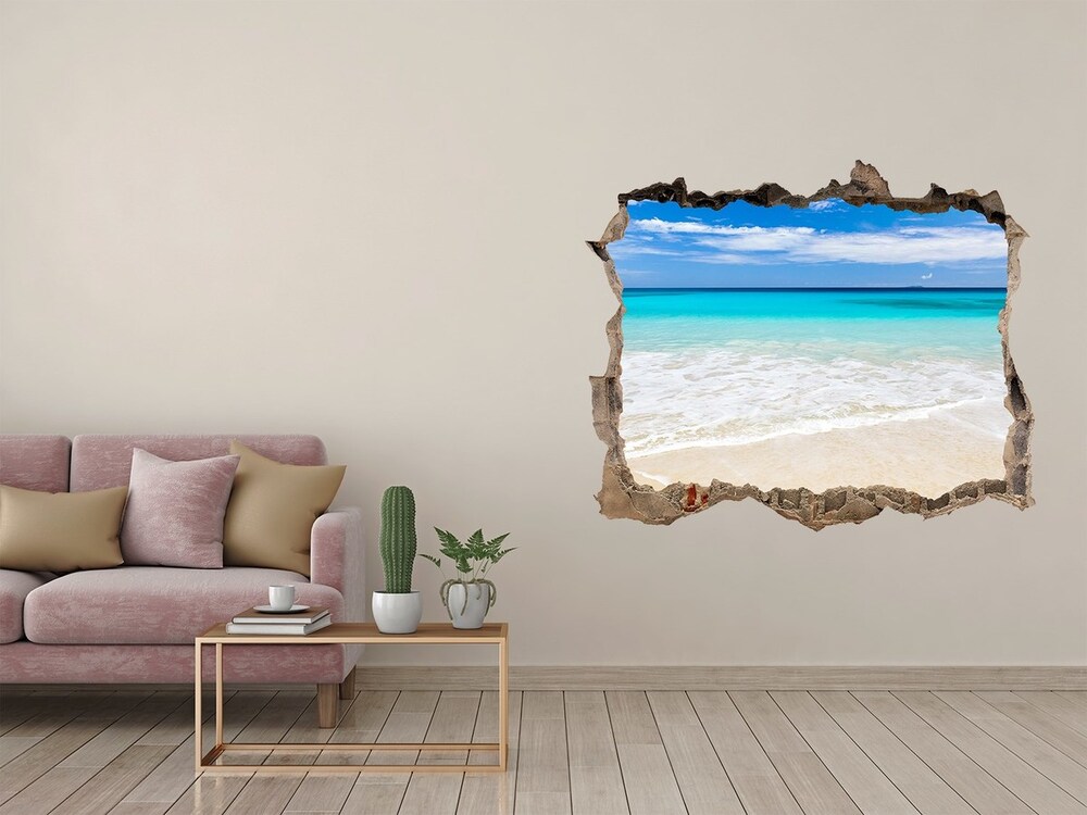 Sticker mural effet trou Plage exotique mer pierre