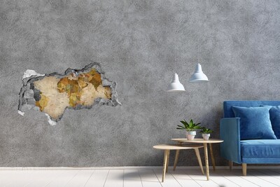Autocollant à effet 3d trou Carte de l'Afrique au mur