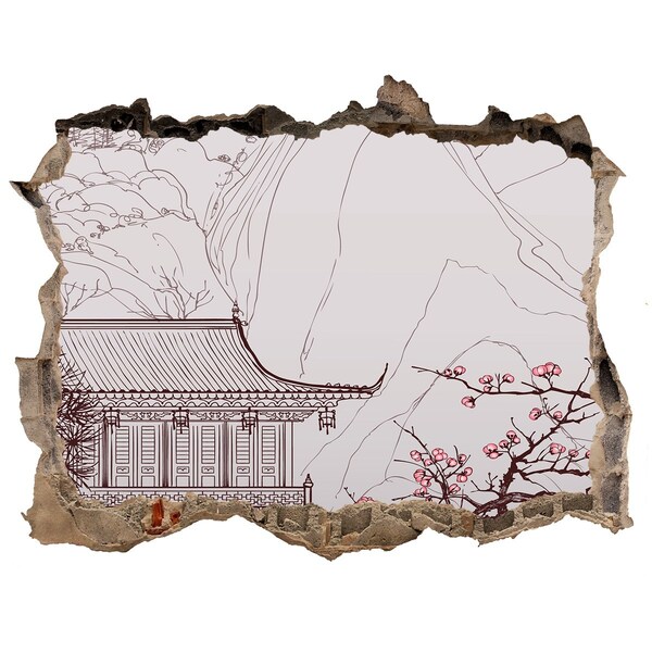 Autocollant à effet 3d trou Immersion dans l'architecture asiatique