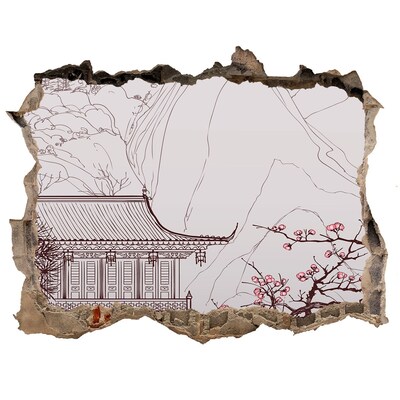 Autocollant à effet 3d trou Immersion dans l'architecture asiatique