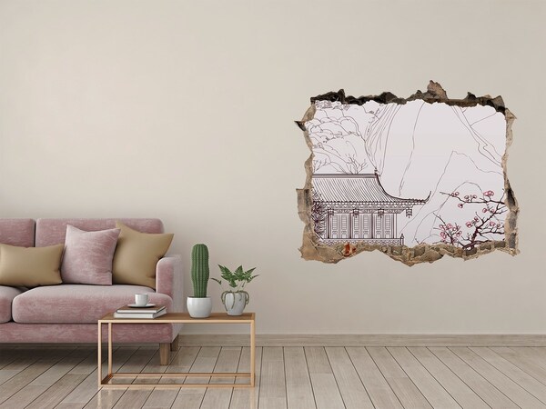 Autocollant à effet 3d trou Immersion dans l'architecture asiatique