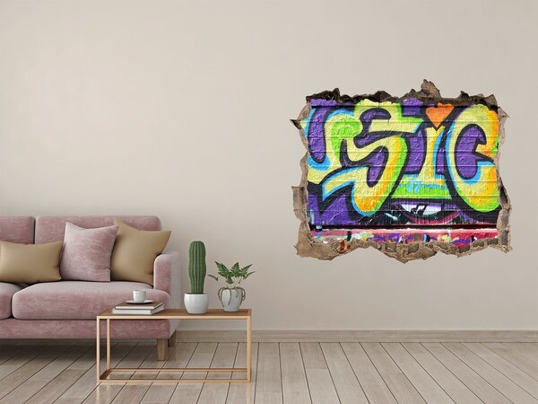 Autocollant mural trou Graffiti sur un mur endommagé