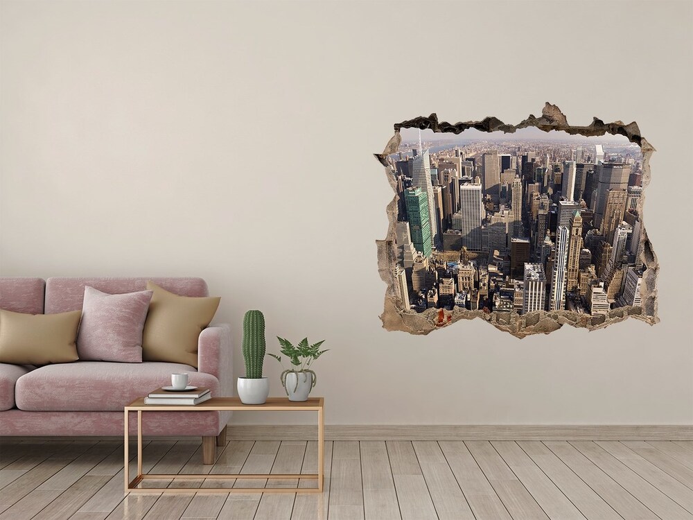 Sticker mural effet trou Lot d'oiseaux de New York pierre